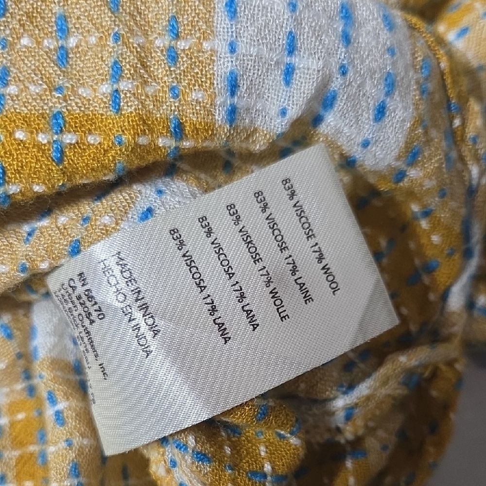 Pilcro Mustard & White Plaid Buttondown Shirt with Blue Accents - Picture 3 of 9